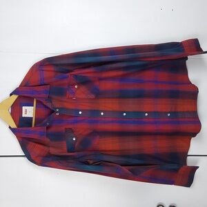 Levi's Plaid Vibrant Color Pearl Snap Pocket Buttondown Western Shirt Sz.XXL